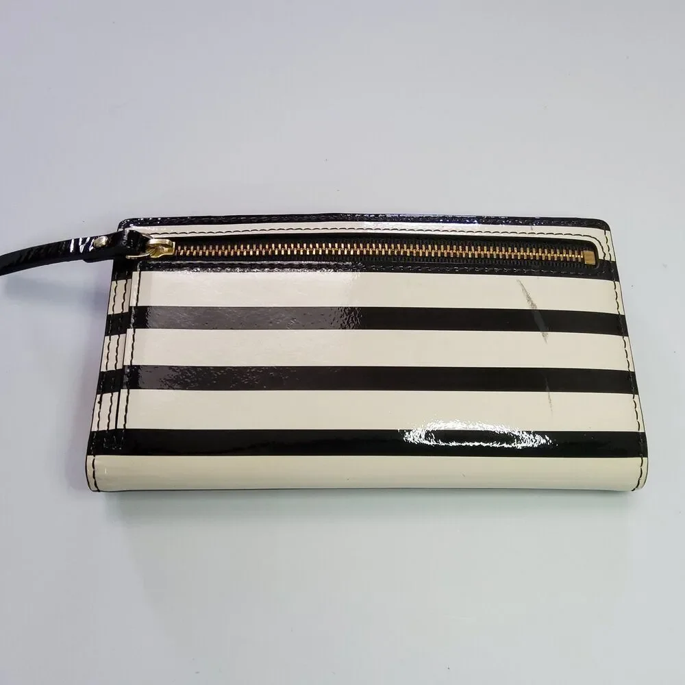 Kate Spade NY Striped Patent Bifold Snap Wallet